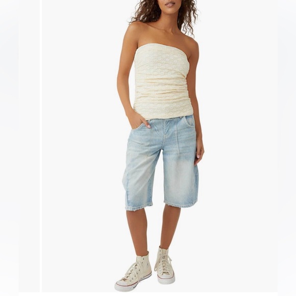 Free People Ona Ruched Convertible Miniskirt Cream Medium - Picture 6 of 13